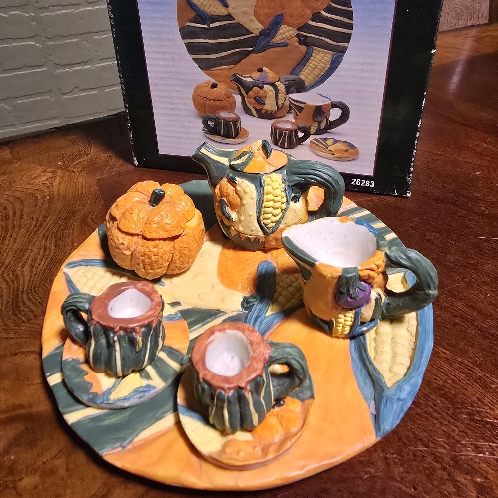 Colorful Harvest-Themed Tea Set